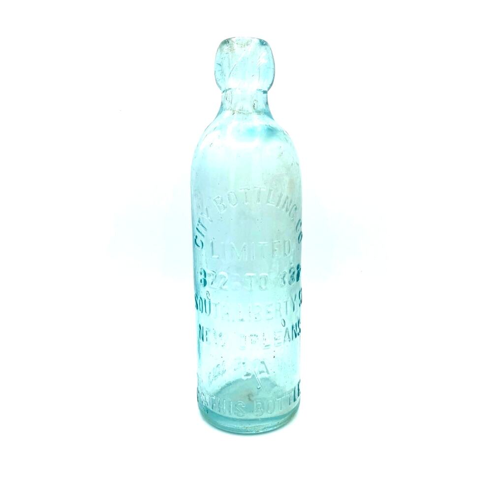 City Bottling Co 322 to 332 S Liberty New Orleans Antique Blob Top Soda Bottle